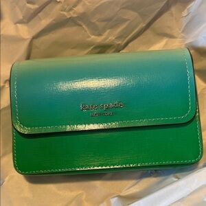 kate spade Two-Tone Teal and Green Leather Clutch